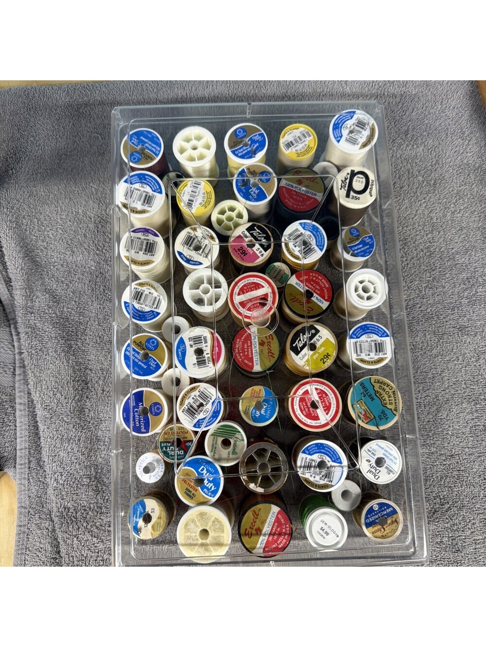 Vintage Wood Thread Spool Lot 50+ Coats Excell Polyspun Sewing Craft Mixed